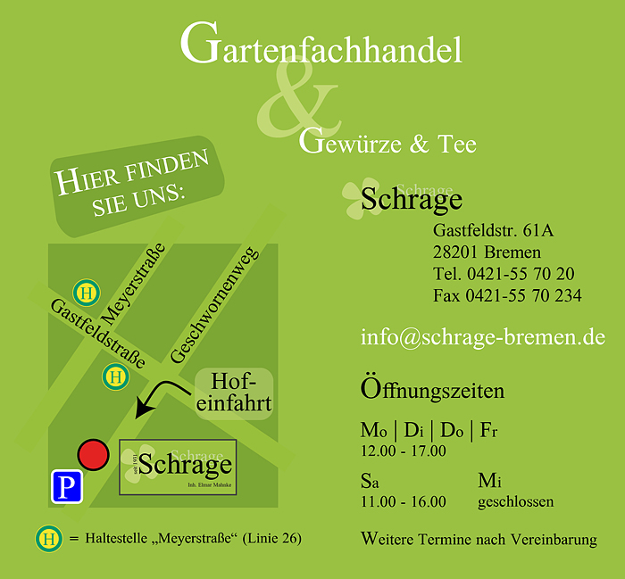 Standort Gartenfachhandel Schrage, Gastfeldstraße Bremen
